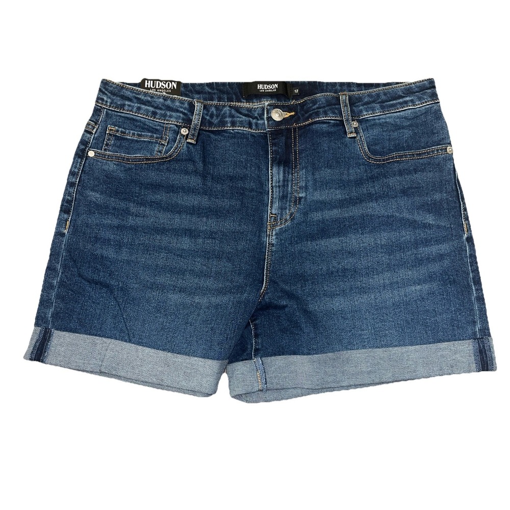 NWT Women's‎ Dark Blue HUDSON Mid-Rise Premium Denim Cuffed Hem Shorts *6*